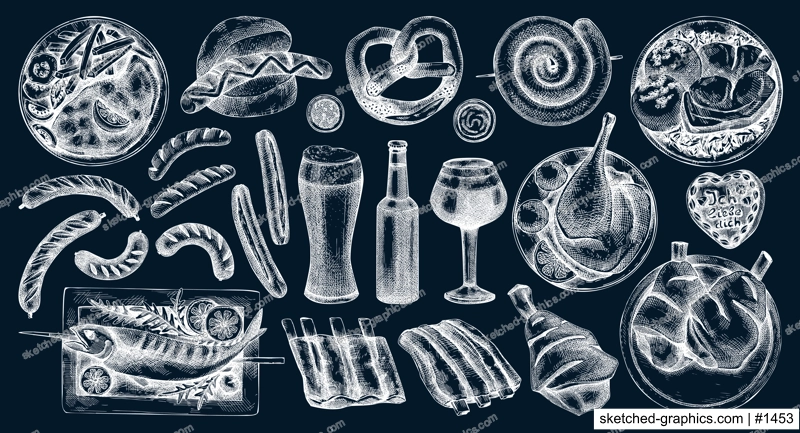 German Food Sketch Collection Illustration